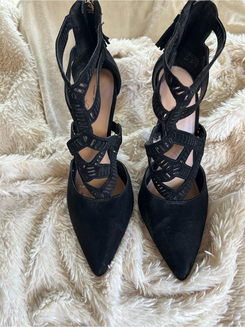Call It Spring Black Pointed Toe Stiletto Pumps Caged Heels Size 8.5